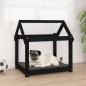 Preview: ARDEBO.de - Hundebett Schwarz 71x55x70 cm Massivholz Kiefer