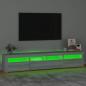 Preview: TV-Schrank mit LED-Leuchten Grau Sonoma 210x35x40 cm