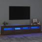 Preview: ARDEBO.de - TV-Schrank mit LED-Leuchten Braun Eichen-Optik 210x35x40 cm