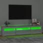 Preview: TV-Schrank mit LED-Leuchten Grau Sonoma 195x35x40 cm