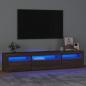 Preview: ARDEBO.de - TV-Schrank mit LED-Leuchten Braun Eichen-Optik 195x35x40 cm