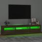 Preview: TV-Schrank mit LED-Leuchten Braun Eichen-Optik 195x35x40 cm