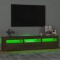 Preview: TV-Schrank mit LED-Leuchten Braun Eichen-Optik 180x35x40 cm