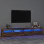 Preview: ARDEBO.de - TV-Schrank mit LED-Leuchten Räuchereiche 240x35x40 cm