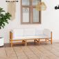 Preview: ARDEBO.de - 3-Sitzer-Gartensofa mit Creme Kissen Massivholz Teak