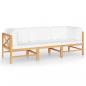 Preview: 3-Sitzer-Gartensofa mit Creme Kissen Massivholz Teak