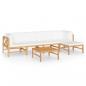 Preview: 6-tlg. Garten-Lounge-Set mit Creme Kissen Massivholz Teak