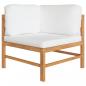 Preview: 6-tlg. Garten-Lounge-Set mit Creme Kissen Massivholz Teak