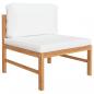 Preview: 6-tlg. Garten-Lounge-Set mit Creme Kissen Massivholz Teak