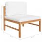 Preview: 6-tlg. Garten-Lounge-Set mit Creme Kissen Massivholz Teak