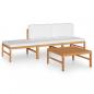 Preview: 4-tlg. Garten-Lounge-Set mit Creme Kissen Massivholz Teak