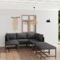 Preview: ARDEBO.de - 7-tlg. Garten-Lounge-Set mit Kissen Poly Rattan Grau