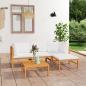 Preview: ARDEBO.de - 5-tlg. Garten-Lounge-Set mit Creme Kissen Massivholz Teak