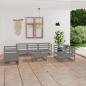 Preview: ARDEBO.de - 8-tlg. Garten-Lounge-Set Grau Massivholz Kiefer