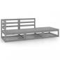 Preview: ARDEBO.de - 3-tlg. Garten-Lounge-Set Grau Kiefer Massivholz