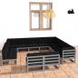 Preview: ARDEBO.de - 12-tlg. Garten-Lounge-Set mit Kissen Grau Massivholz Kiefer