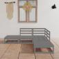 Preview: ARDEBO.de - 5-tlg. Garten-Lounge-Set Grau Massivholz Kiefer