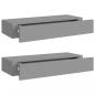 Preview: Wandregale mit Schubladen 2 Stk. Grau 60x23,5x10 cm MDF