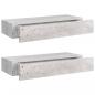 Preview: Wandregale mit Schubladen 2 Stk. Betongrau 60x23,5x10 cm MDF