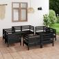 Preview: ARDEBO.de - 8-tlg. Garten-Lounge-Set Schwarz Massivholz Kiefer