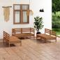 Preview: ARDEBO.de - 6-tlg. Garten-Lounge-Set Honigbraun Massivholz Kiefer