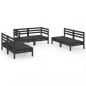 Preview: 6-tlg. Garten-Lounge-Set Schwarz Massivholz Kiefer