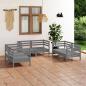 Preview: ARDEBO.de - 6-tlg. Garten-Lounge-Set Grau Massivholz Kiefer