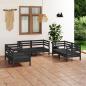 Preview: ARDEBO.de - 6-tlg. Garten-Lounge-Set Schwarz Massivholz Kiefer