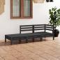 Preview: ARDEBO.de - 3-tlg. Garten-Lounge-Set Schwarz Massivholz Kiefer