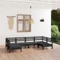 Preview: ARDEBO.de - 6-tlg. Garten-Lounge-Set Schwarz Massivholz Kiefer