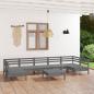 Preview: ARDEBO.de - 8-tlg. Garten-Lounge-Set Grau Massivholz Kiefer