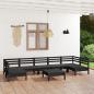 Preview: ARDEBO.de - 8-tlg. Garten-Lounge-Set Schwarz Massivholz Kiefer