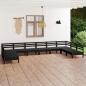 Preview: ARDEBO.de - 10-tlg. Garten-Lounge-Set Schwarz Massivholz Kiefer