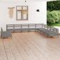 Preview: ARDEBO.de - 11-tlg. Garten-Lounge-Set Massivholz Kiefer Grau