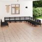 Preview: ARDEBO.de - 11-tlg. Garten-Lounge-Set Massivholz Kiefer Schwarz