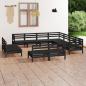 Preview: ARDEBO.de - 11-tlg. Garten-Lounge-Set Massivholz Kiefer Schwarz