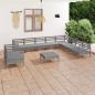 Preview: ARDEBO.de - 11-tlg. Garten-Lounge-Set Massivholz Kiefer Grau