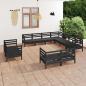 Preview: ARDEBO.de - 11-tlg. Garten-Lounge-Set Massivholz Kiefer Schwarz