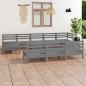 Preview: ARDEBO.de - 10-tlg. Garten-Lounge-Set Grau Massivholz Kiefer