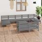 Preview: ARDEBO.de - 10-tlg. Garten-Lounge-Set Grau Massivholz Kiefer