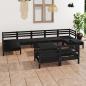 Preview: ARDEBO.de - 10-tlg. Garten-Lounge-Set Schwarz Massivholz Kiefer