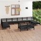 Preview: ARDEBO.de - 12-tlg. Garten-Lounge-Set Schwarz Massivholz Kiefer