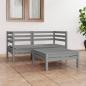 Preview: ARDEBO.de - 3-tlg. Garten-Lounge-Set Grau Kiefer Massivholz