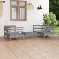 Preview: ARDEBO.de - 5-tlg. Garten-Lounge-Set Grau Kiefer Massivholz