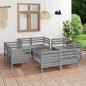 Preview: ARDEBO.de - 9-tlg. Garten-Lounge-Set Grau Kiefer Massivholz