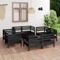 Preview: ARDEBO.de - 9-tlg. Garten-Lounge-Set Schwarz Massivholz Kiefer