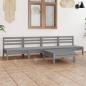 Preview: ARDEBO.de - 5-tlg. Garten-Lounge-Set Grau Kiefer Massivholz