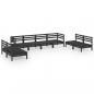 Preview: 8-tlg. Garten-Lounge-Set Schwarz Massivholz Kiefer