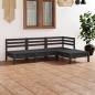 Preview: ARDEBO.de - 4-tlg. Garten-Lounge-Set Massivholz Kiefer Schwarz