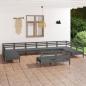 Preview: ARDEBO.de - 12-tlg. Garten-Lounge-Set Grau Massivholz Kiefer